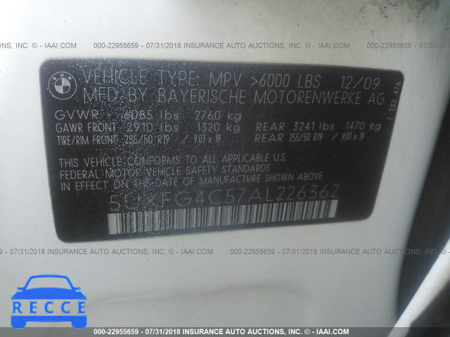 2010 BMW X6 XDRIVE35I 5UXFG4C57AL226362 image 7