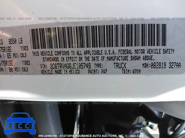 2018 RAM PROMASTER 1500 1500 STANDARD 3C6TRVAG6JE105749 Bild 8