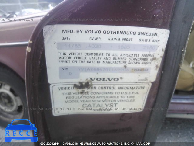 1986 VOLVO 244 DL/GL YV1AX8847G1169906 image 8