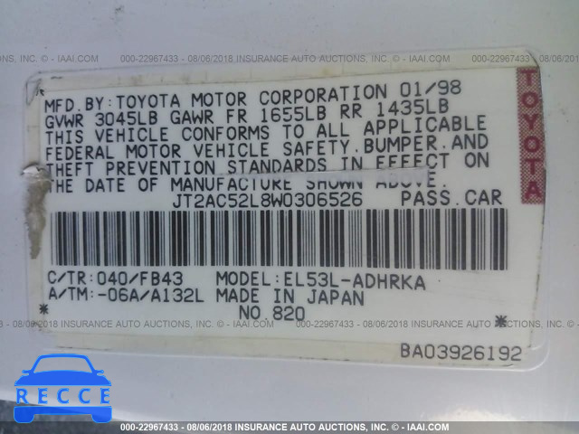 1998 TOYOTA TERCEL CE JT2AC52L8W0306526 image 8