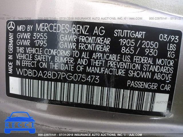 1993 MERCEDES-BENZ 190 E 2.3 WDBDA28D7PG075473 image 8