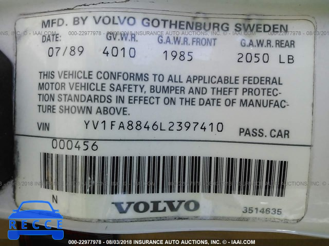 1990 VOLVO 740 GL YV1FA8846L2397410 image 8