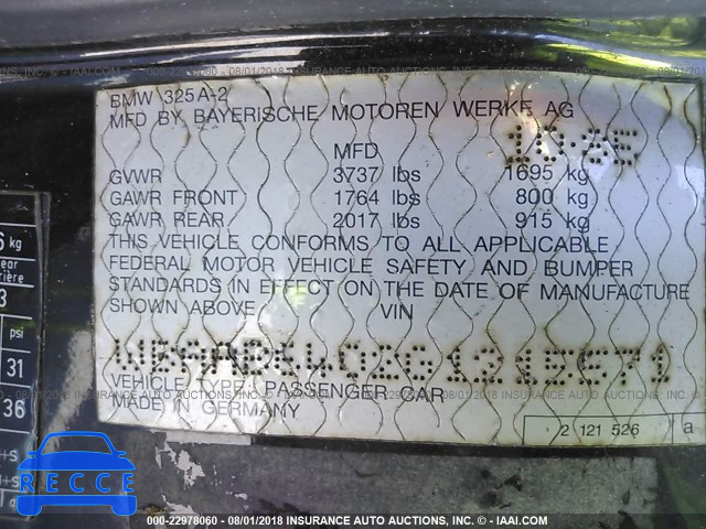 1986 BMW 325 E AUTOMATICATIC WBAAB6402G1215571 Bild 8