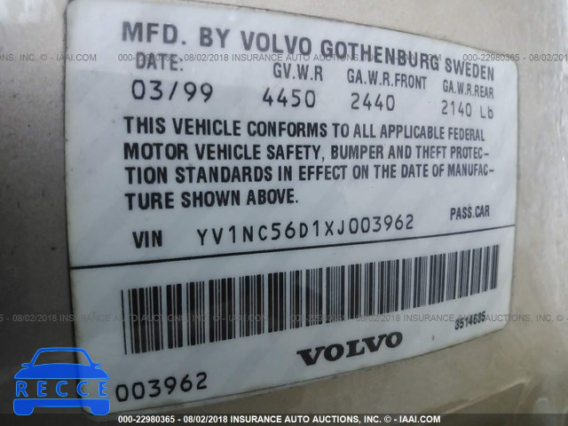 1999 VOLVO C70 TURBO YV1NC56D1XJ003962 image 8