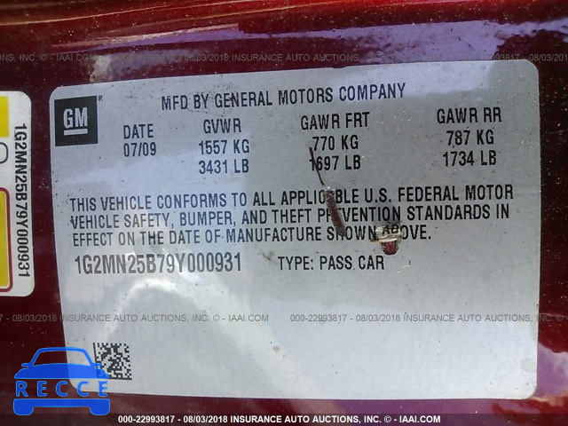 2009 PONTIAC SOLSTICE 1G2MN25B79Y000931 image 8