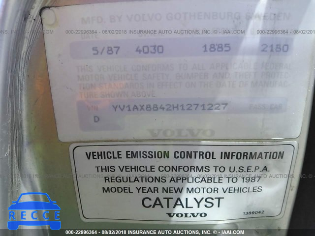1987 VOLVO 244 DL/GL YV1AX8842H1271227 image 8