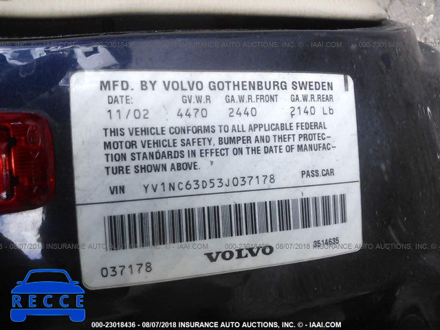 2003 VOLVO C70 LPT YV1NC63D53J037178 зображення 8