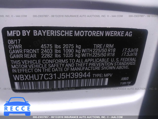 2018 BMW X1 SDRIVE28I WBXHU7C31J5H39944 зображення 8
