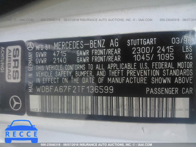 1996 MERCEDES-BENZ SL 500 WDBFA67F2TF136599 image 8