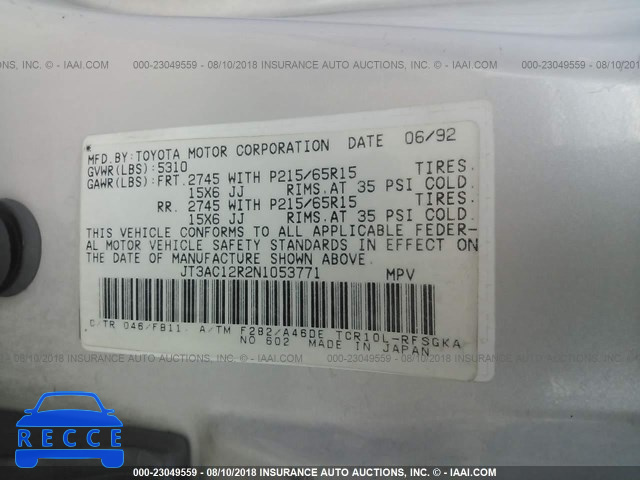 1992 TOYOTA PREVIA LE JT3AC12R2N1053771 image 8