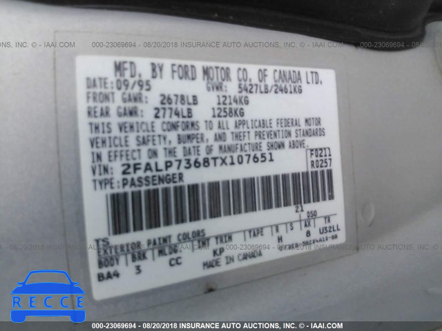 1996 FORD CROWN VICTORIA 2FALP7368TX107651 image 8