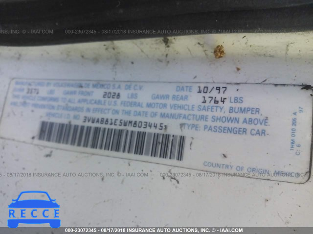 1998 VOLKSWAGEN CABRIO 3VWAB81E5WM803445 Bild 8