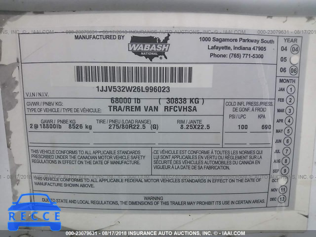 2006 WABASH NATIONAL CORP REEFER 1JJV532W26L996023 image 8