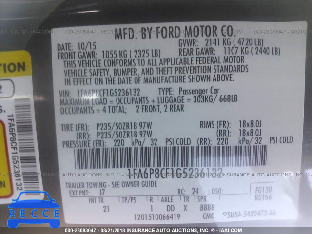 2016 FORD MUSTANG GT 1FA6P8CF1G5236132 image 8