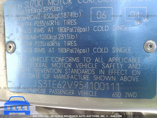 2005 SUZUKI GRAND VITARA LX/EX JS3TE62V954100111 image 8