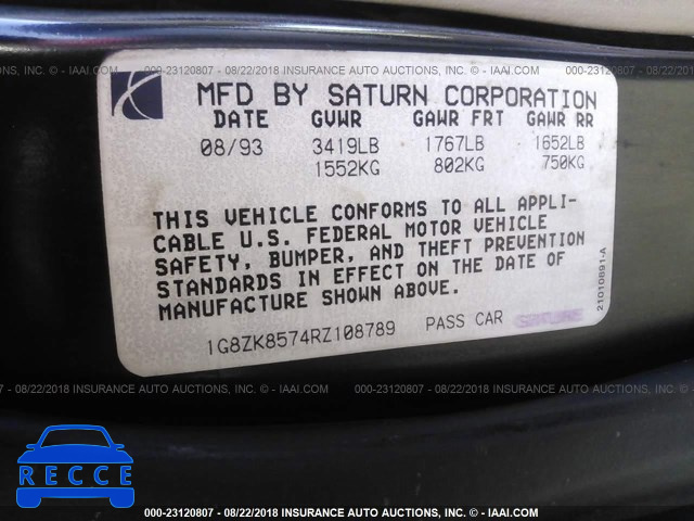 1994 SATURN SW2 1G8ZK8574RZ108789 image 8