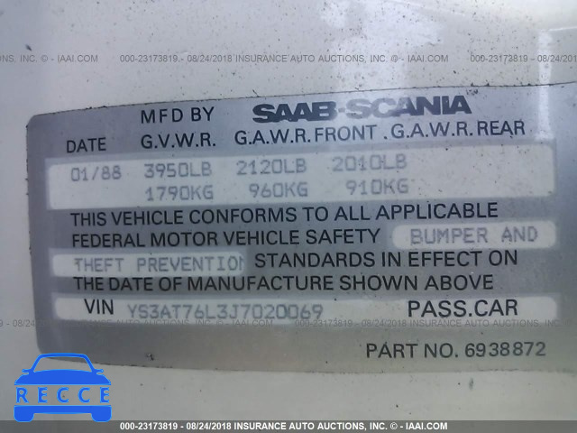 1988 SAAB 900 YS3AT76L3J7020069 Bild 8