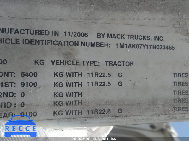 2007 MACK CXN613 CXN600 1M1AK07Y17N023455 зображення 8