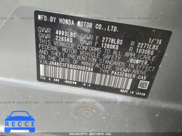 2016 ACURA RLX TECH JH4KC1F58GC000294 image 8