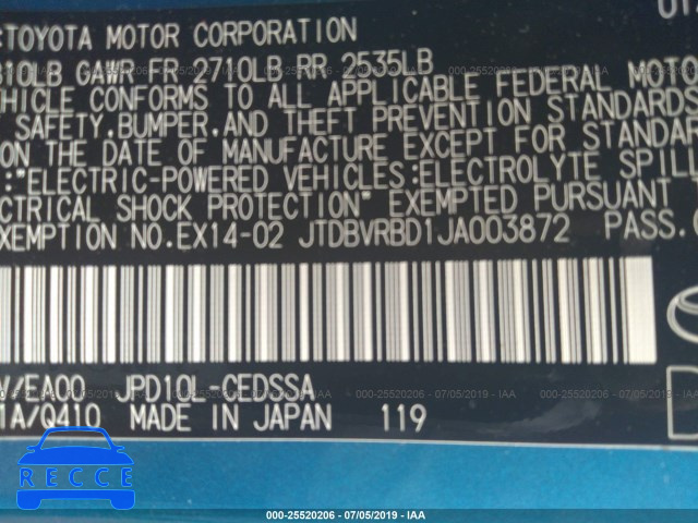 2018 TOYOTA MIRAI JTDBVRBD1JA003872 image 8