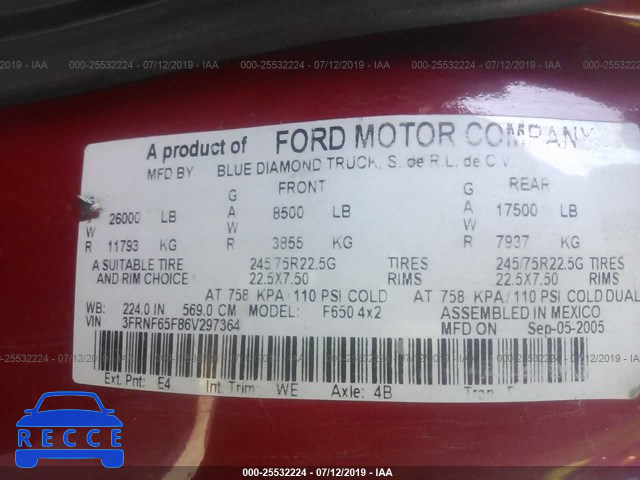 2006 FORD F650 SUPER DUTY 3FRNF65F86V297364 Bild 8