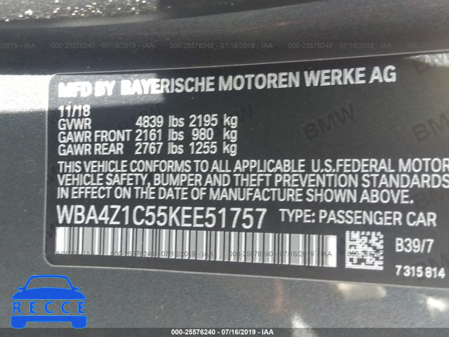 2019 BMW 430I WBA4Z1C55KEE51757 image 8