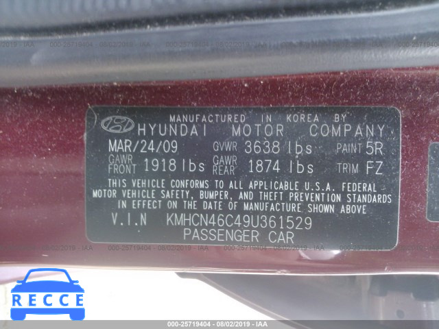 2009 HYUNDAI ACCENT GLS KMHCN46C49U361529 image 8