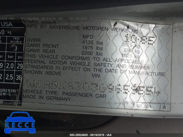 1986 BMW 528 E AUTOMATICATIC WBADK8303G9659554 image 8