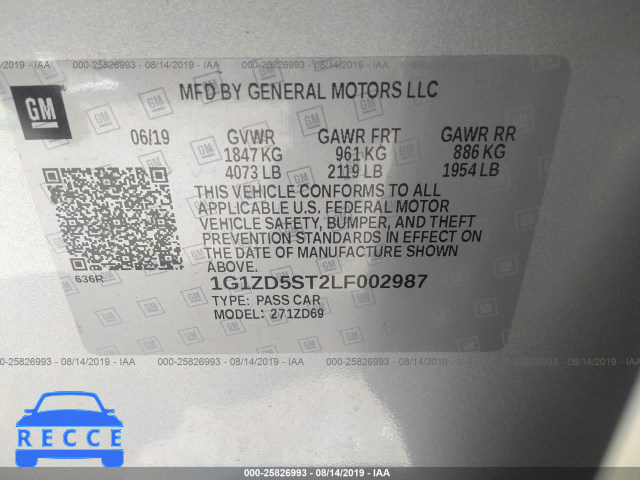 2020 CHEVROLET MALIBU LT 1G1ZD5ST2LF002987 зображення 8