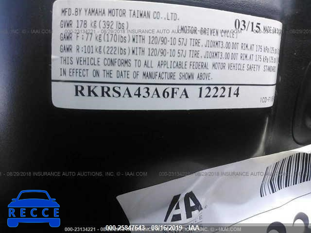 2015 YAMAHA YW50 F RKRSA43A6FA122214 image 9