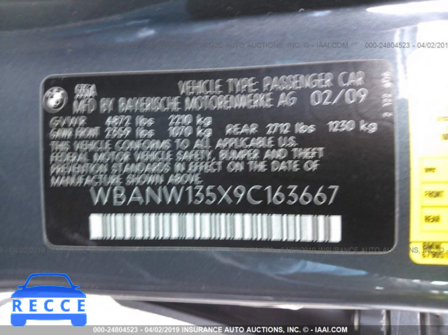 2009 BMW 5 SERIES I WBANW135X9C163667 Bild 8