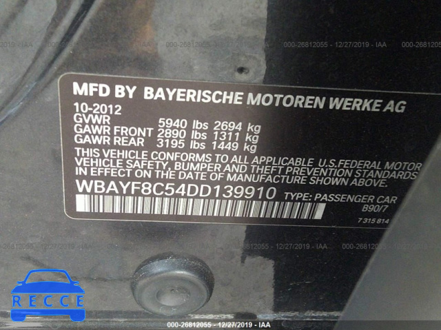 2013 BMW 7 SERIES LXI WBAYF8C54DD139910 зображення 8