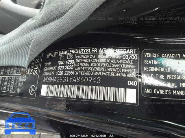 2000 MERCEDES-BENZ C-CLASS 280 WDBHA29G1YA860943 Bild 8