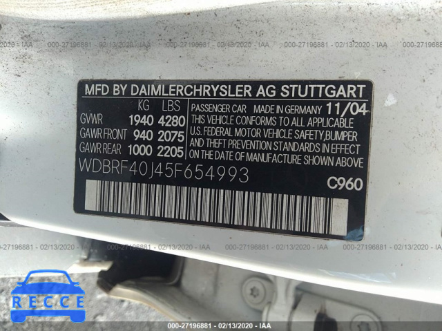 2005 MERCEDES-BENZ C-CLASS 230K SPORT SEDAN WDBRF40J45F654993 image 8