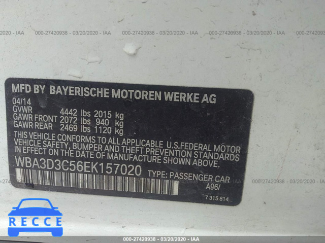 2014 BMW 3 SERIES D WBA3D3C56EK157020 Bild 8