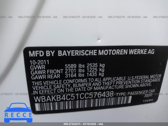 2012 BMW 7 SERIES LI WBAKB4C51CC576438 зображення 8