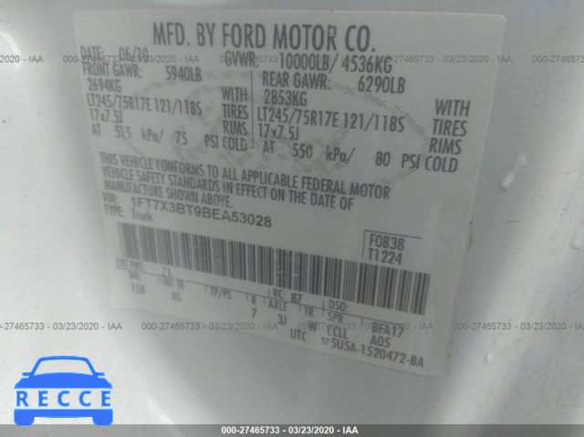 2011 FORD SUPER DUTY F-350 SRW SUPER DUTY 1FT7X3BT9BEA53028 image 8