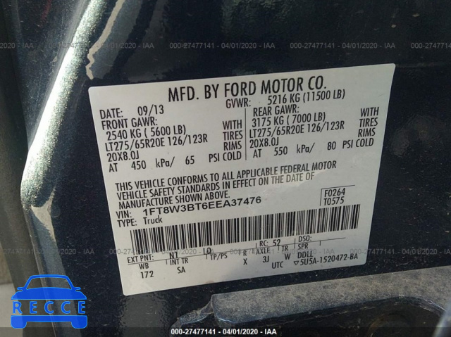 2014 FORD SUPER DUTY F-350 SRW XLT/XL/LARIAT/PLATINUM 1FT8W3BT6EEA37476 image 8