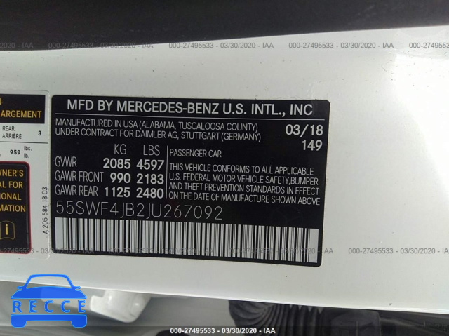 2018 MERCEDES-BENZ C-CLASS 300 55SWF4JB2JU267092 image 8