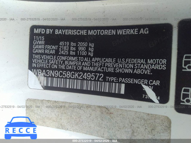 2016 BMW 4 SERIES 428I XDRIVE WBA3N9C58GK249572 Bild 8