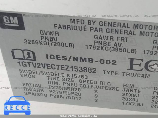 2014 GMC SIERRA 1500 K1500 SLT 1GTV2VEC7EZ153882 image 8