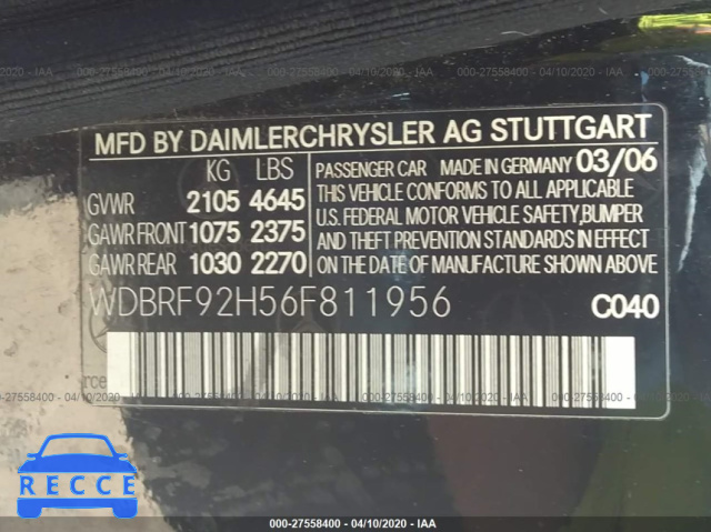 2006 MERCEDES-BENZ C-CLASS LUXURY WDBRF92H56F811956 Bild 8