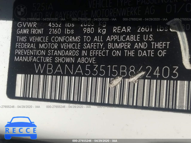 2005 BMW 5 SERIES I WBANA53515B862403 Bild 8