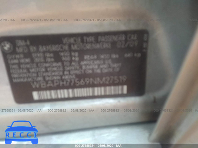 2009 BMW 3 SERIES I WBAPH77569NM27519 image 8