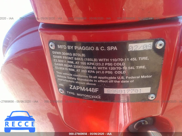 2009 VESPA LX 150 ZAPM448F895017701 image 9