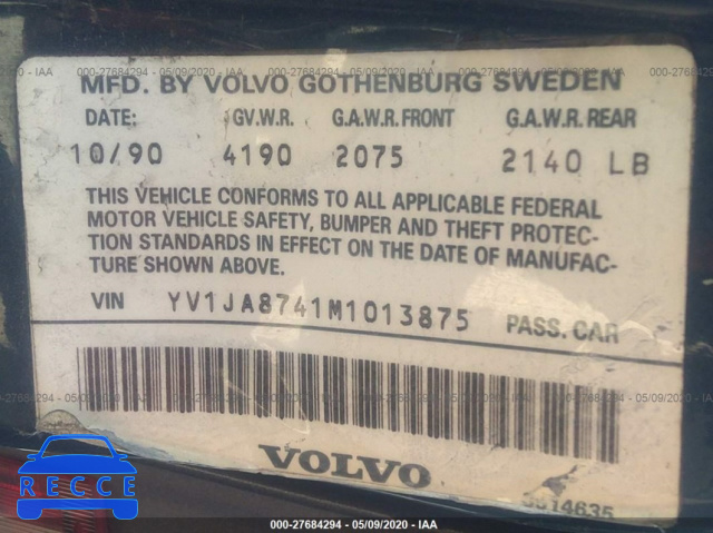 1991 VOLVO 940 YV1JA8741M1013875 image 8