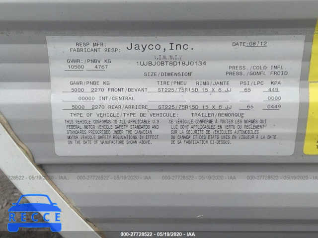 2013 JAYCO OTHER 1UJBJ0BT8D18J0134 зображення 8