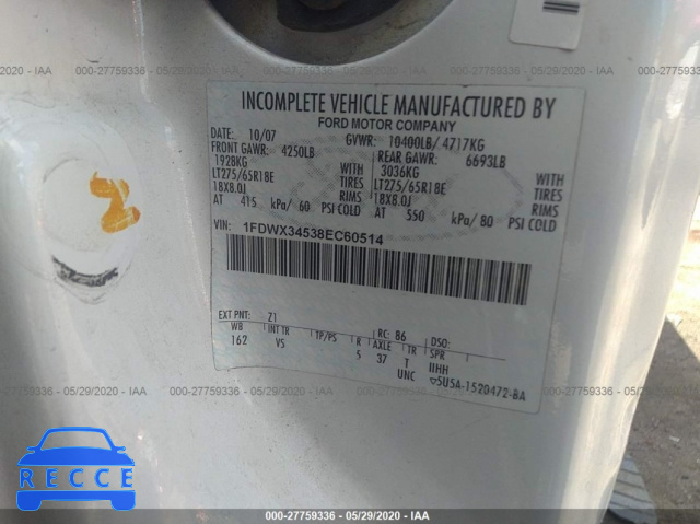 2008 FORD SUPER DUTY F-350 SRW XL/XLT/LARIAT 1FDWX34538EC60514 image 8