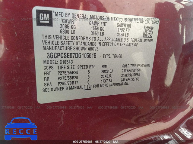 2013 CHEVROLET SILVERADO 1500 C1500 LT 3GCPCSE07DG105615 image 8