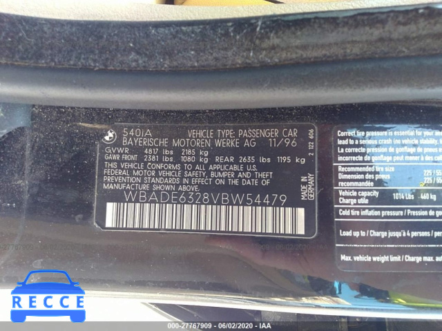 1997 BMW 5 SERIES I AUTOMATICATIC WBADE6328VBW54479 image 8